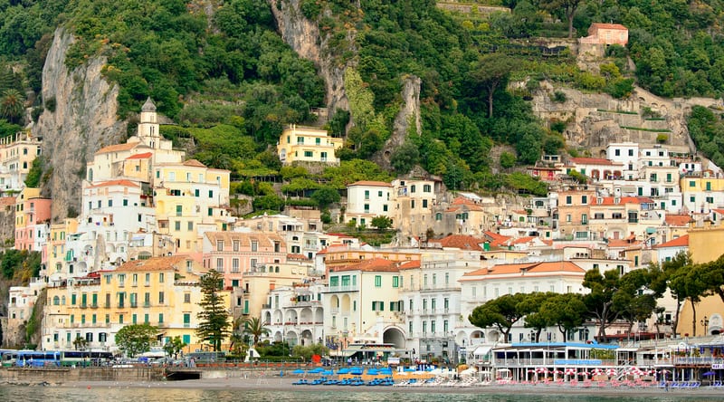 Boat-based views along the Amalfi Coast