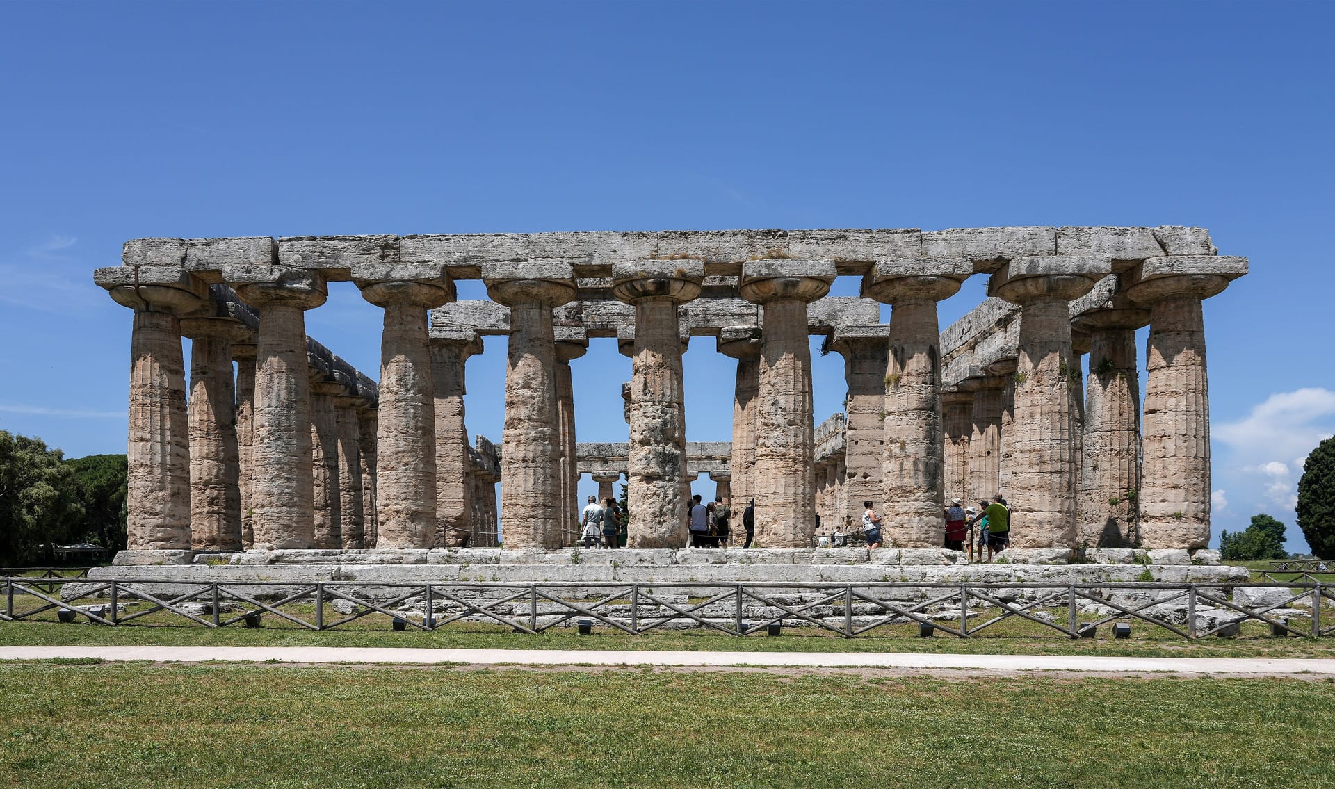 Greek temples at Paestum in the Campanian countryside
