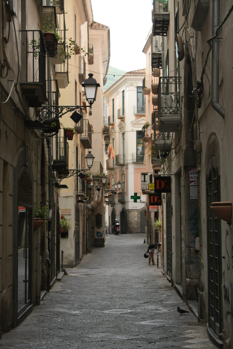 Walking Salerno historic streets near the cruise port